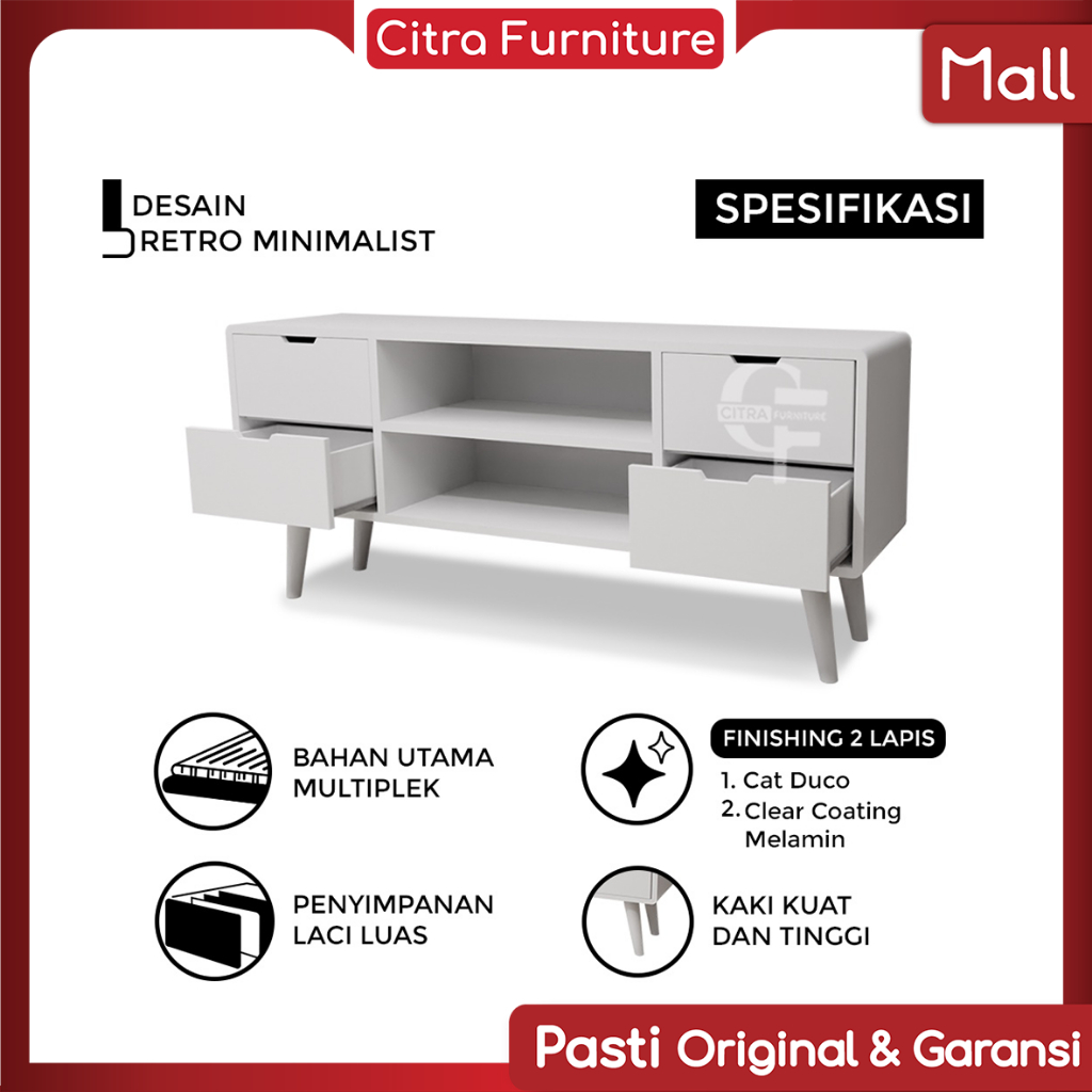 Citra Furniture SHUMO ® Rak Tv Duco Retro | Bufet Vintage | Meja Tv Kayu Classic | Credenza - LR