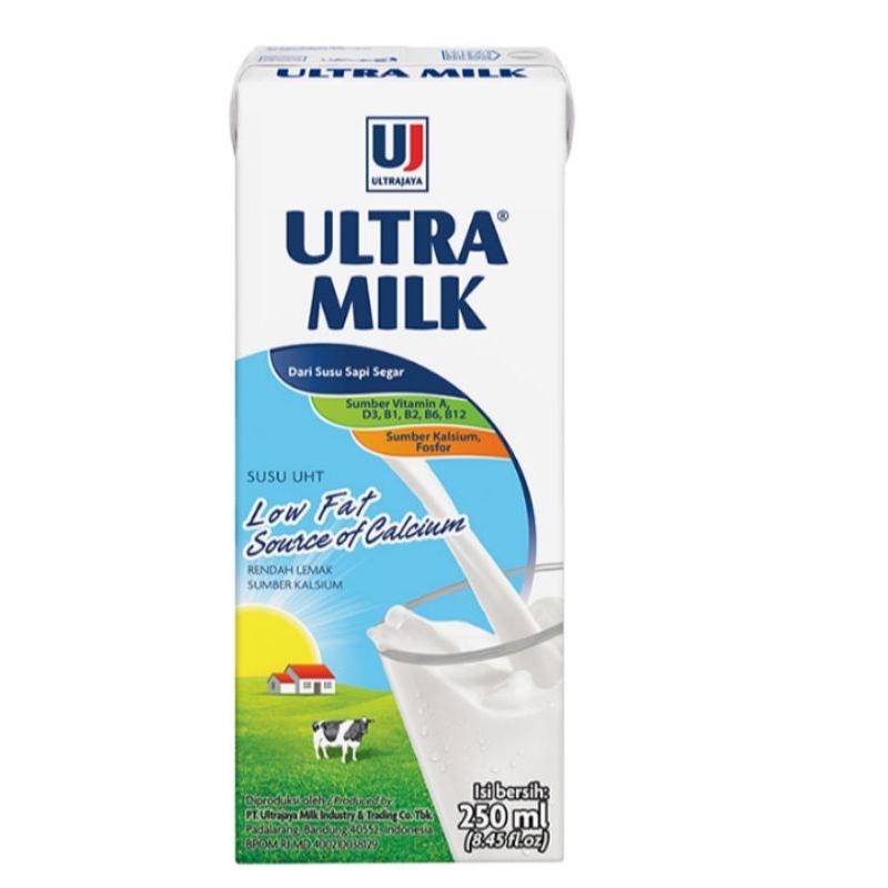 

ULTRA MILK Susu UHT Low Fat 250 ml rendah lemak