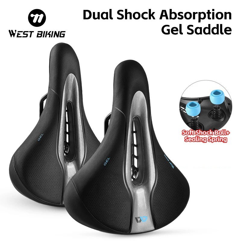 West Biking Sadel Sepeda Lipat MTB Gunung Gel Lebar Empuk Lubang Hollow