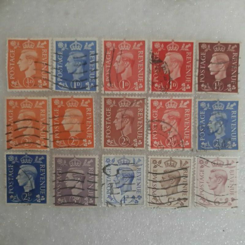 

Perangko Inggris 1936 - 1952 King george VI set 15 prangko