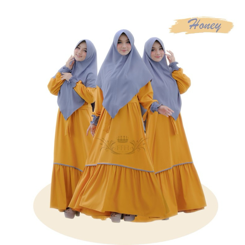 FFH | SALWA GAMIS DRESS SET KHIMAR SYARI TWO TONE POLOS BUSUI MUSLIMAH DEWASA