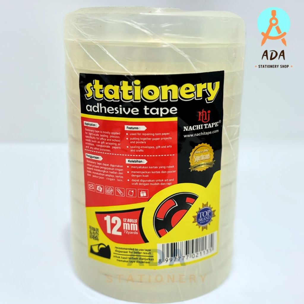 

GROSIR (1slop 12pcs) isolasi kecil NACHI 12mmx 72 yard/selotip bening