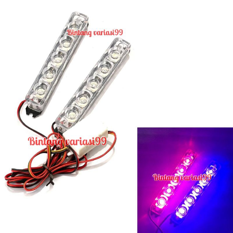 Lampu LED Kedip DRL 5 Mata 2 Mode Flash Blitz Kedip Lampu Kolong DC 12v  Motor Mobil