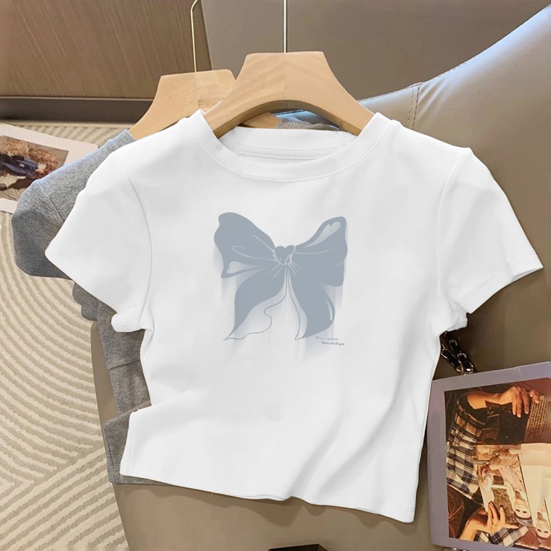 Kaos Pendek Longgar Crop Top Wanita Y2k Retro Style Putih Kaos Wanita Premium Kaos Wanita Lengan Pen
