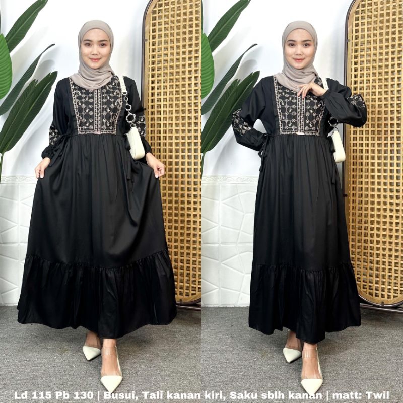 Midi bordir elfasa/midi bordir twill/midi bordir tali samping