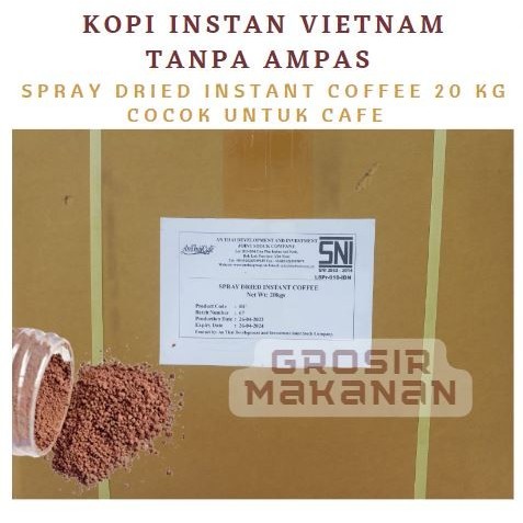 Kopi Instan Vietnam Tanpa Ampas / Spray Dried Instan Coffee 20 Kg