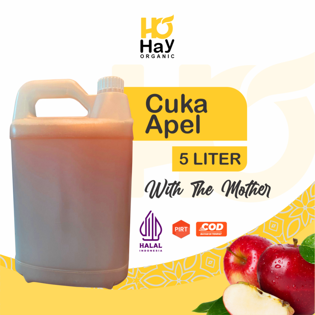 

HayOrganic Cuka Apel 5 Liter - Apple Cider Vinegar Curah | CUKA APEL Organik With The Mother