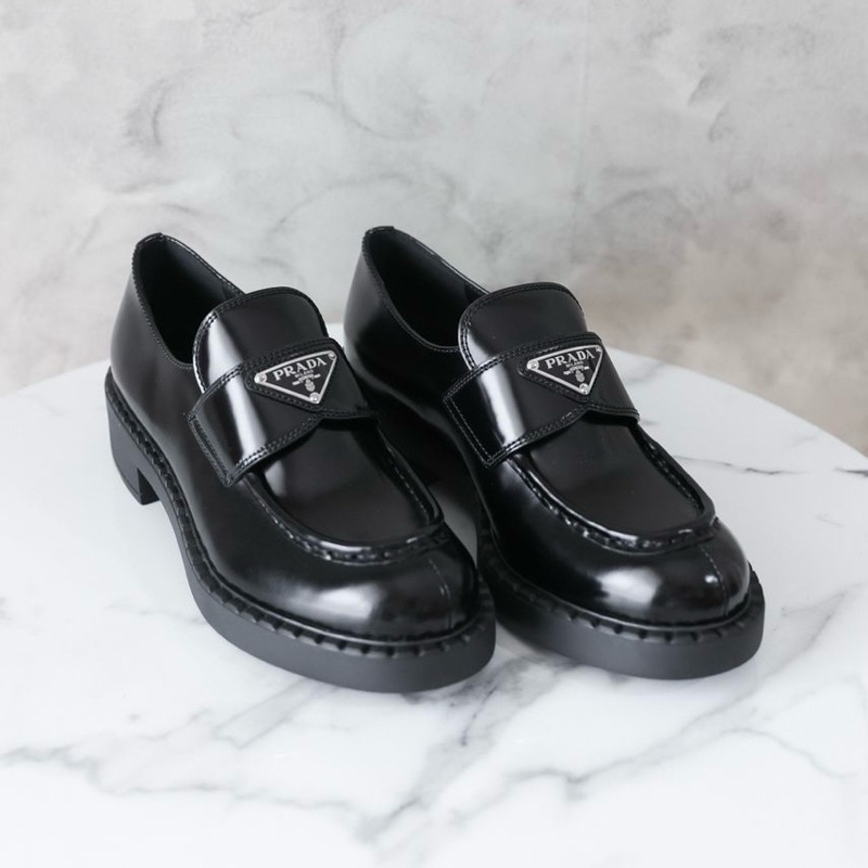 Original Prada Chocolate Brushed Leather Loafers