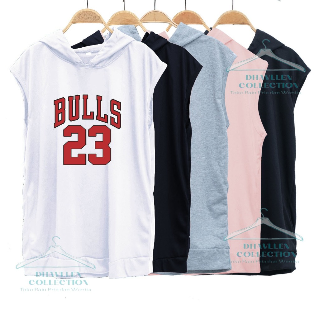 ZK Kaos Hoodie Singlet Fashion Outdoor BULLS 23 Tanpa Lengan Pria Dewasa Singlet Hoodie Cowok Gym