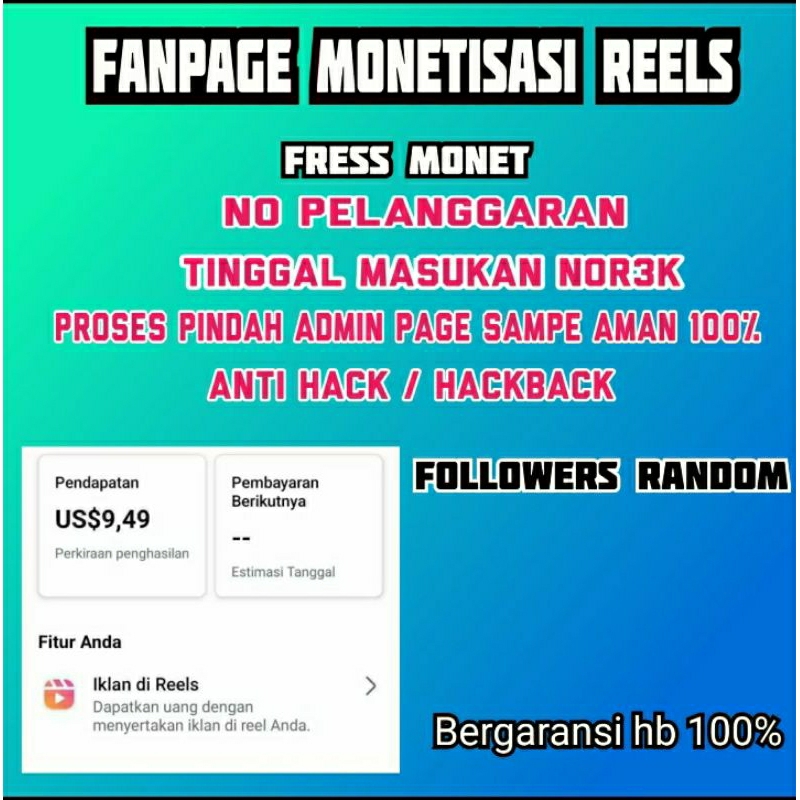 akun fanpage FB Monet reels murah aman bisa ganti nama