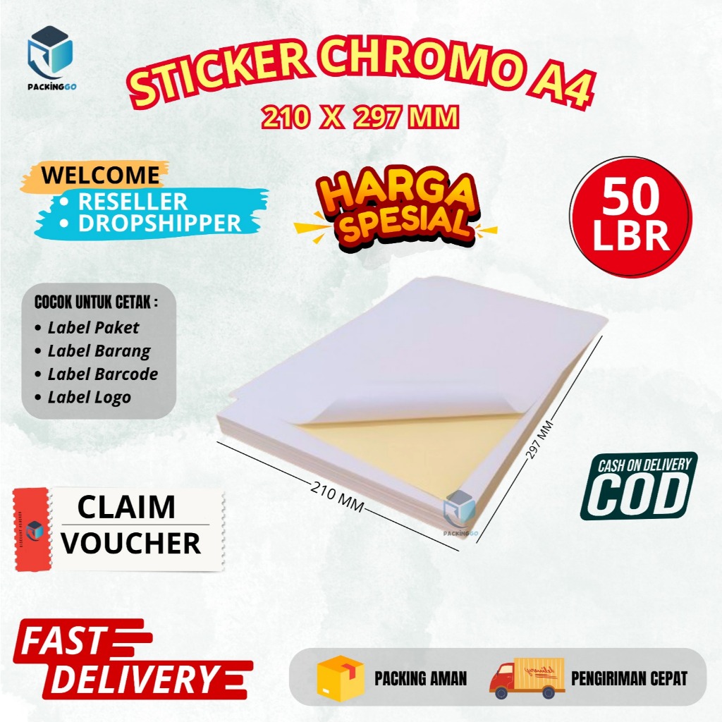 

STIKER LABEL A4 ISI 50 LEMBAR / KERTAS STICKER UKURAN A4