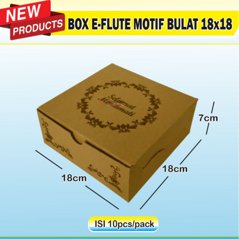 

Box E-flute Motif Bulat Selamat Menikmati 18x18
