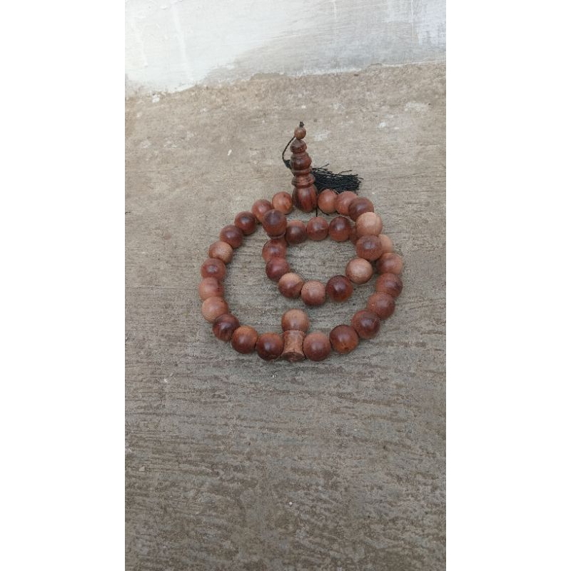 tasbih jumbo ukuran besar kayu setigi asli 25mm 33 butir