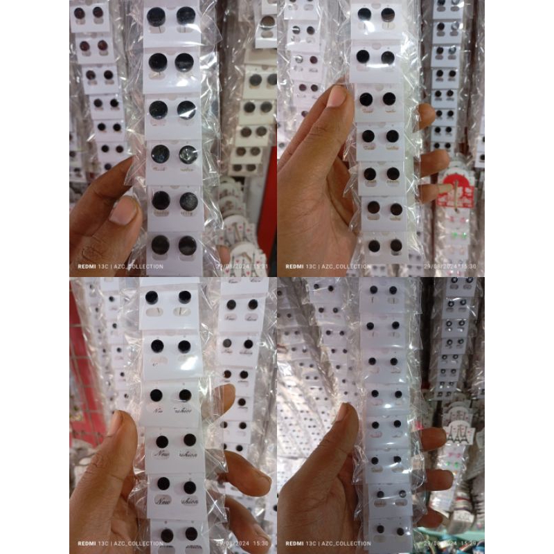 Grosir 6 pasang Anting tindik Anting BOY Hitam Anting Pria Wanita