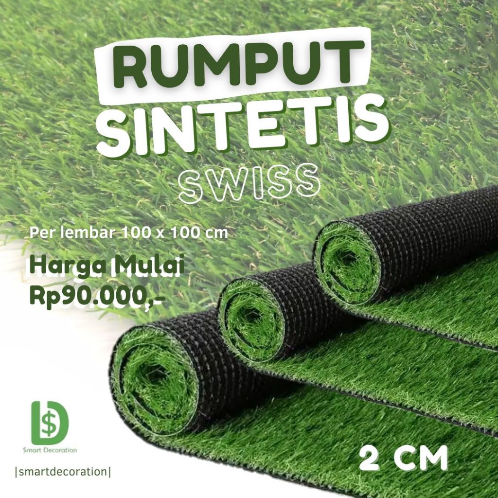 Karpet Rumput Sintetis Swiss Tebal 2cm Untuk Dekorasi Rumah