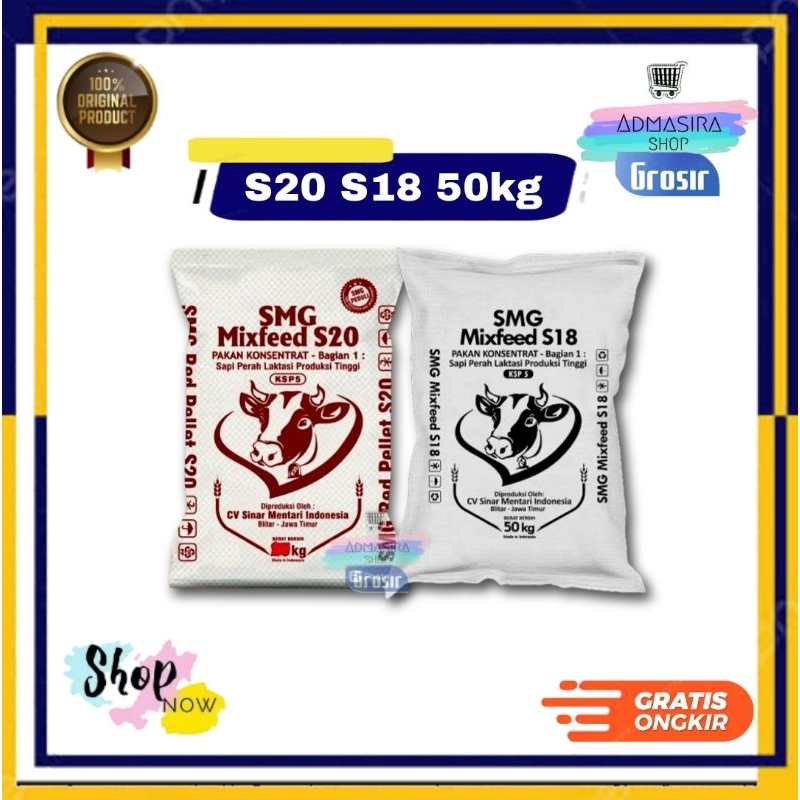 SMG Mixfeed S18 S20 50kg Pelet Konsentrat Sapi Kambing Karungan 1 sak Sapi Perah Laktasi Tinggi Prod