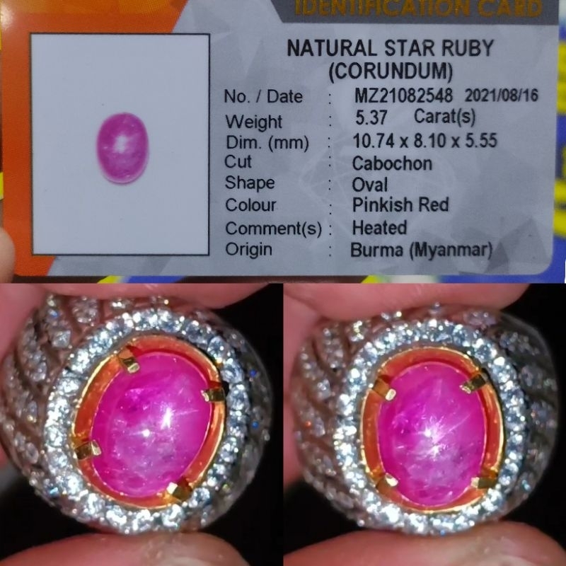NATURAL STAR RUBY BURMA 5++ HEATED ONLY