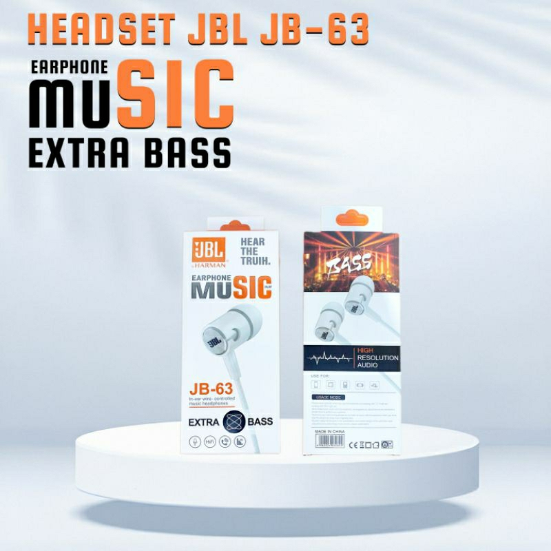 JBL JB-63 In-Ear Headphone Extrabass Hands-free Hitam