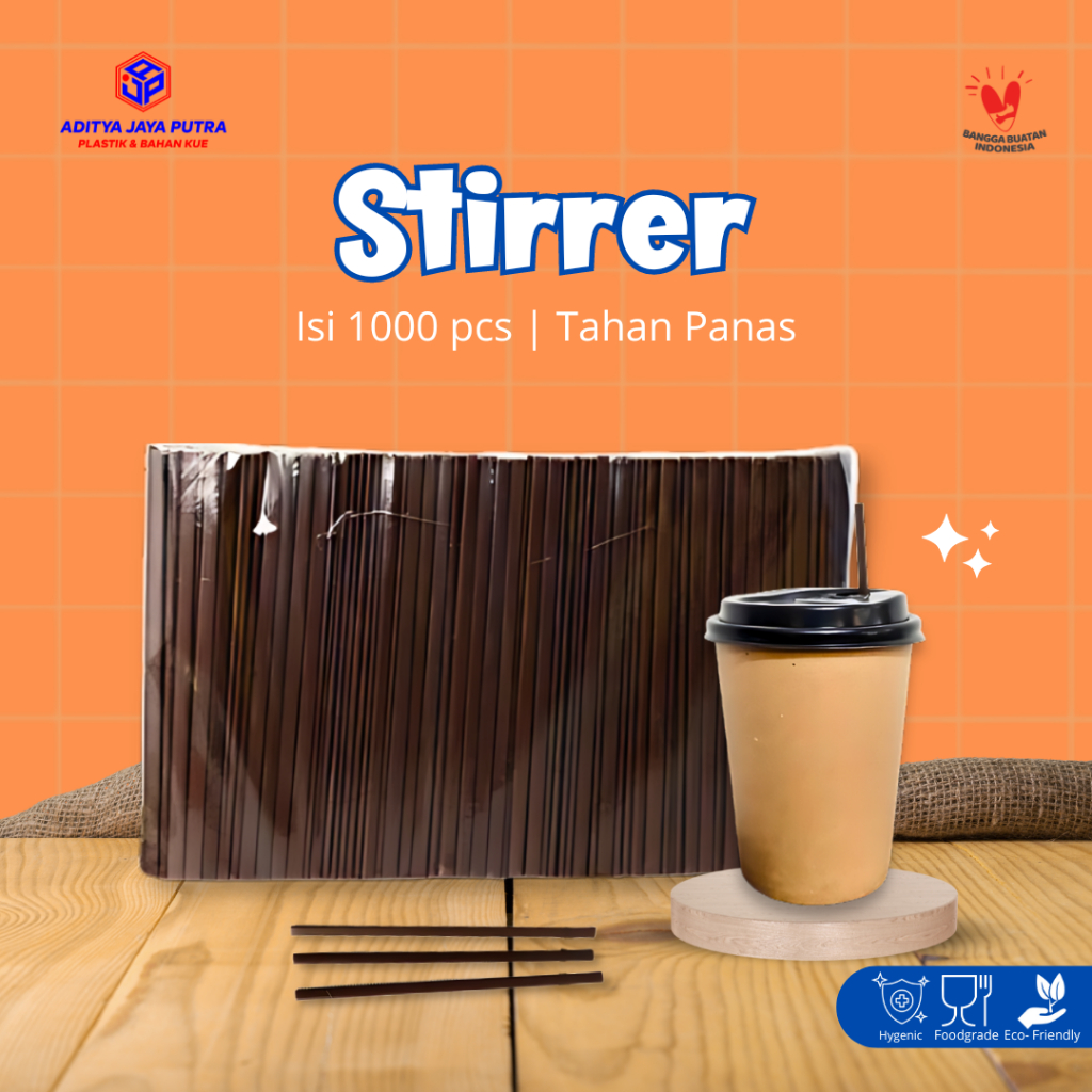 [ISI 1000PCS] Sedotan Paper Cup Pipih 12,7 cm / Sedotan Stirrer Hot Cup Kopi / Sedotan Minuman Panas