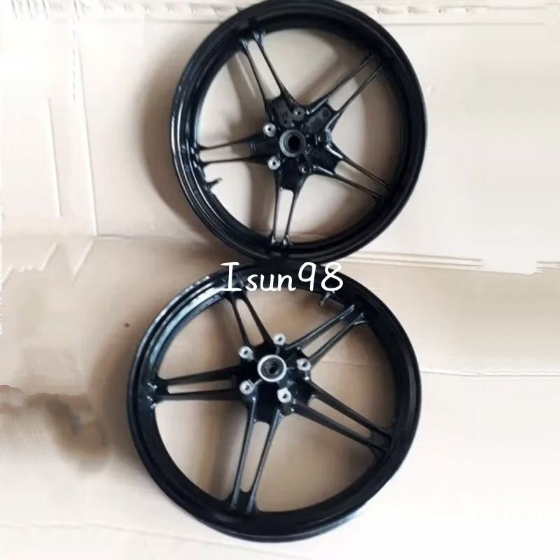 1SET VELG DEPAN BELAKANG YAMAHA VIXION NEW NVL NVA HITAM ( SEKEN )COPOTAN ORIGINAL