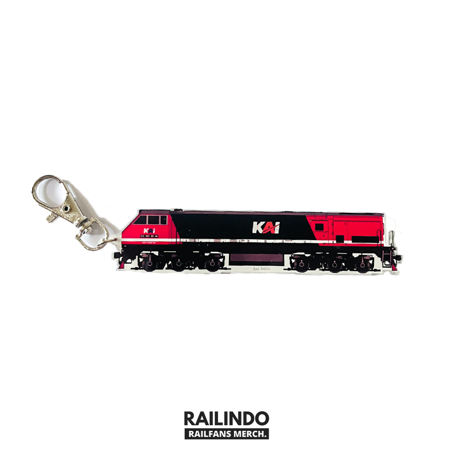 Railindo - Gantungan Kunci Lokomotif Kereta Api Seri CC 203 / C1129R RnB Livery Side View (Panjang)
