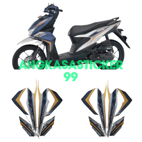 sticker striping body motor honda beat fi 2021 iss silver-biru