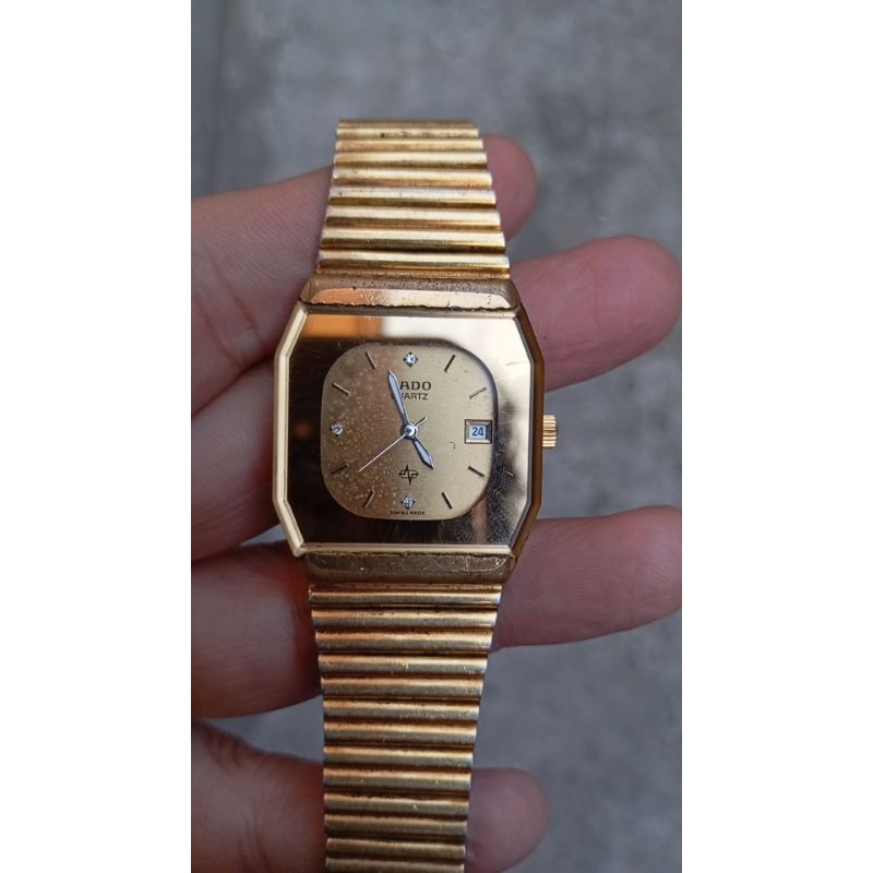 jam tangan rado gold quartz second bekas