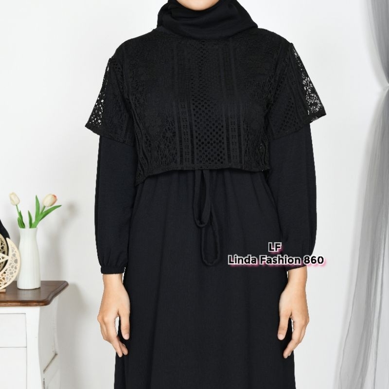 Gamis Rompi Terpisah Warna Hitam Gamis Wanita Dewasa/Remaja Terbaru 2024