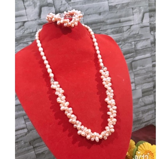 SET KALUNG GELANG MUTIARA PREMIUM - Set Mutiara Unik Terbaru - Set Perhiasan Mutiara Pesta  - Set Ka