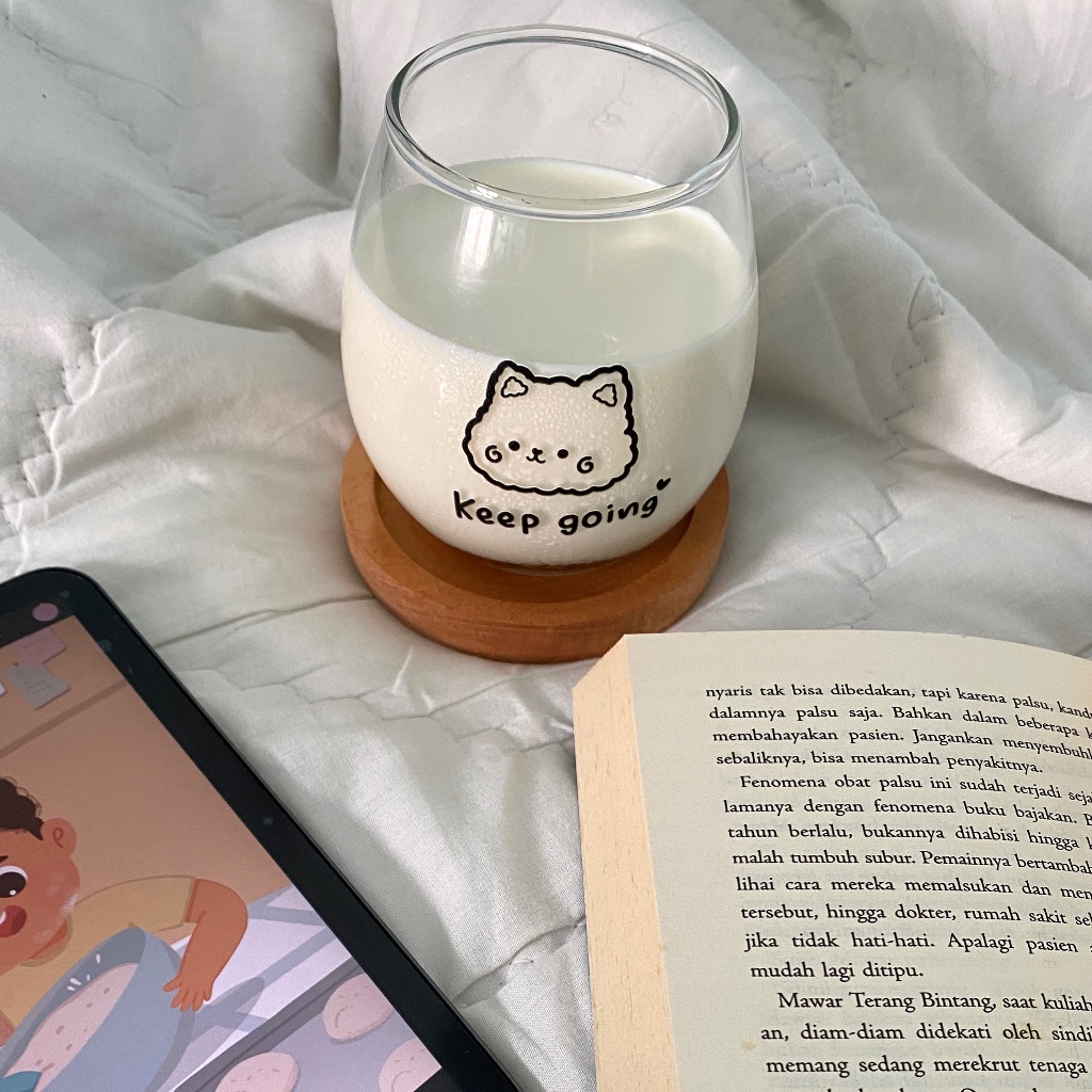 Gelas Kaca Aesthetic Lucu ala Korea Oval - chocomissbear