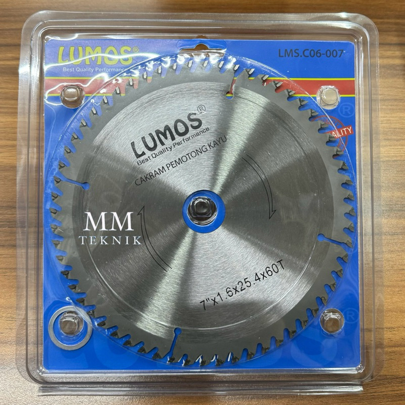 Mata Circular Saw 7" x 60T TCT Lumos Saw Blade Mata Gergaji Kayu Triplek 7 Inch