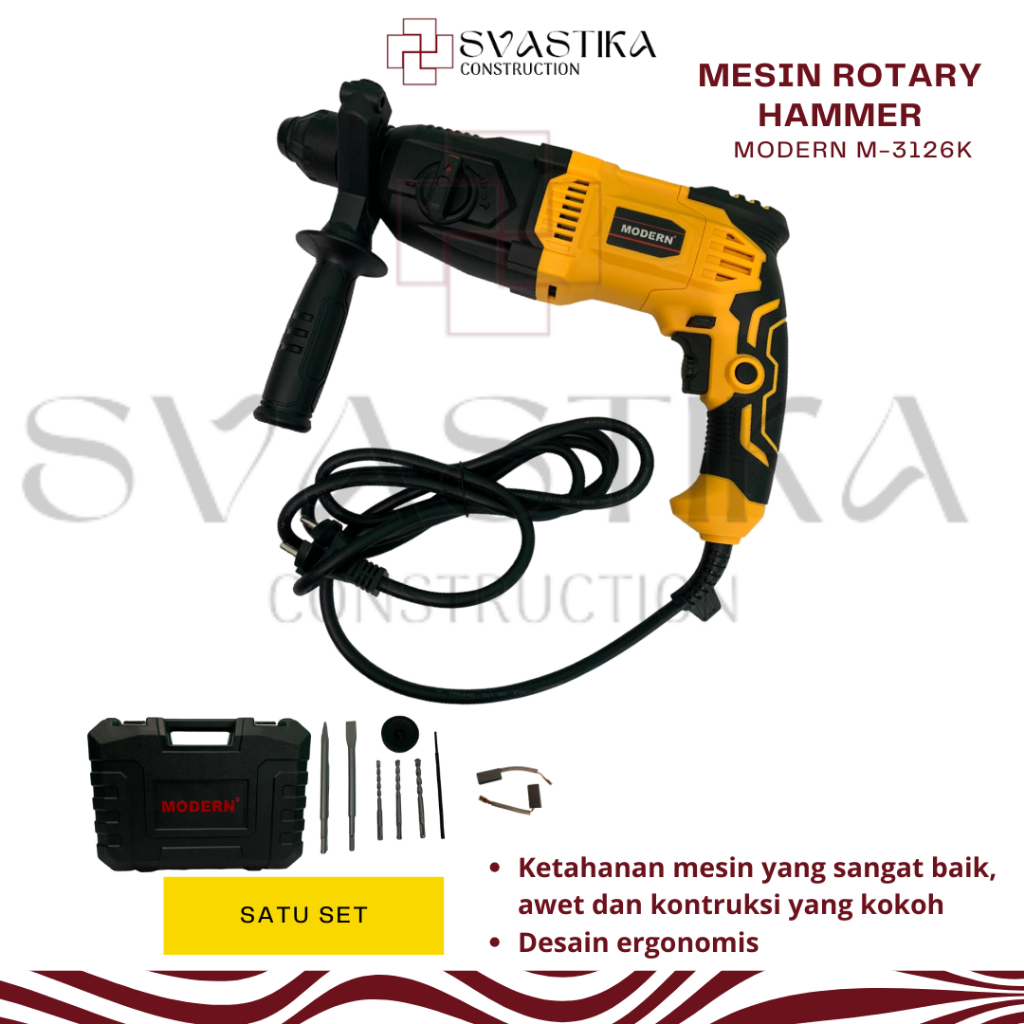 Mesin Bor Rotary Hammer M-3126K Modern Mesin Bor  Beton Bobok Sds
