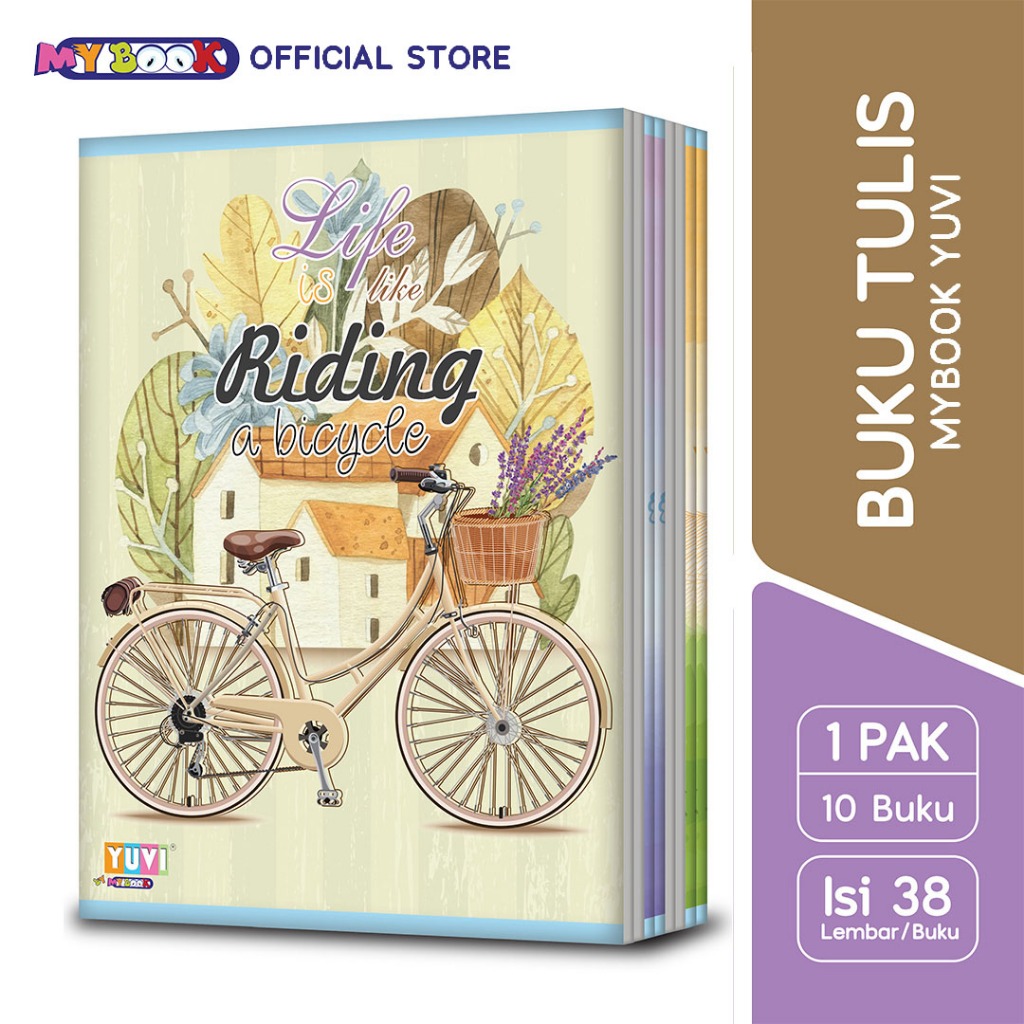 

My Book Yuvi Buku Tulis Vintage Aesthetic Bike 38 Lembar - 10 Buku