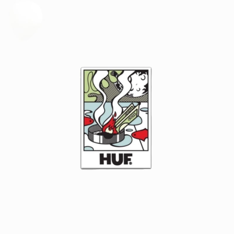 

sticker HUF burning away brand clothing streetwear stiker