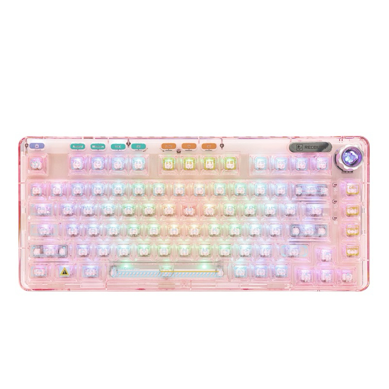 Aula F81 Wireless Transparent Mechanical Keyboard - Pink