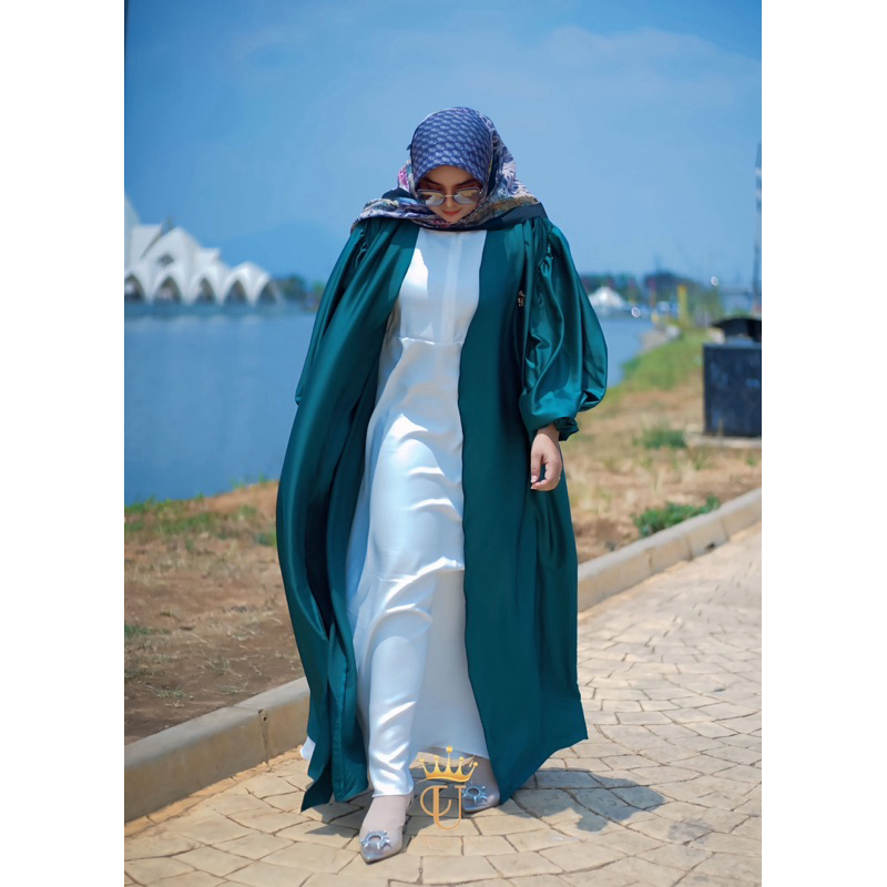 Umalani Dress - New arrival Abaya polos silk gamis arab elegan warna inner & outer set kekinian/ aba