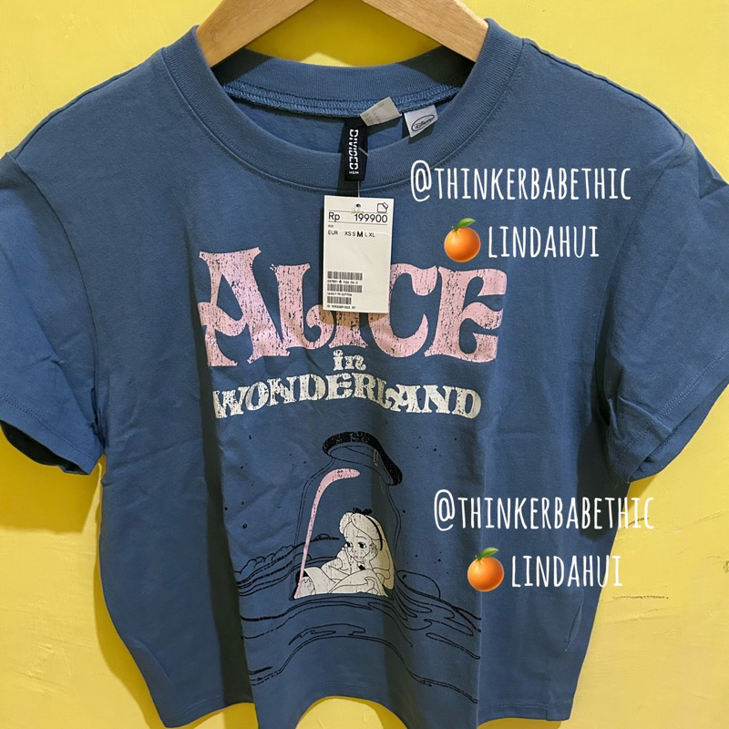 h&m alice print h&m crop top tshirt hnm preloved h&m