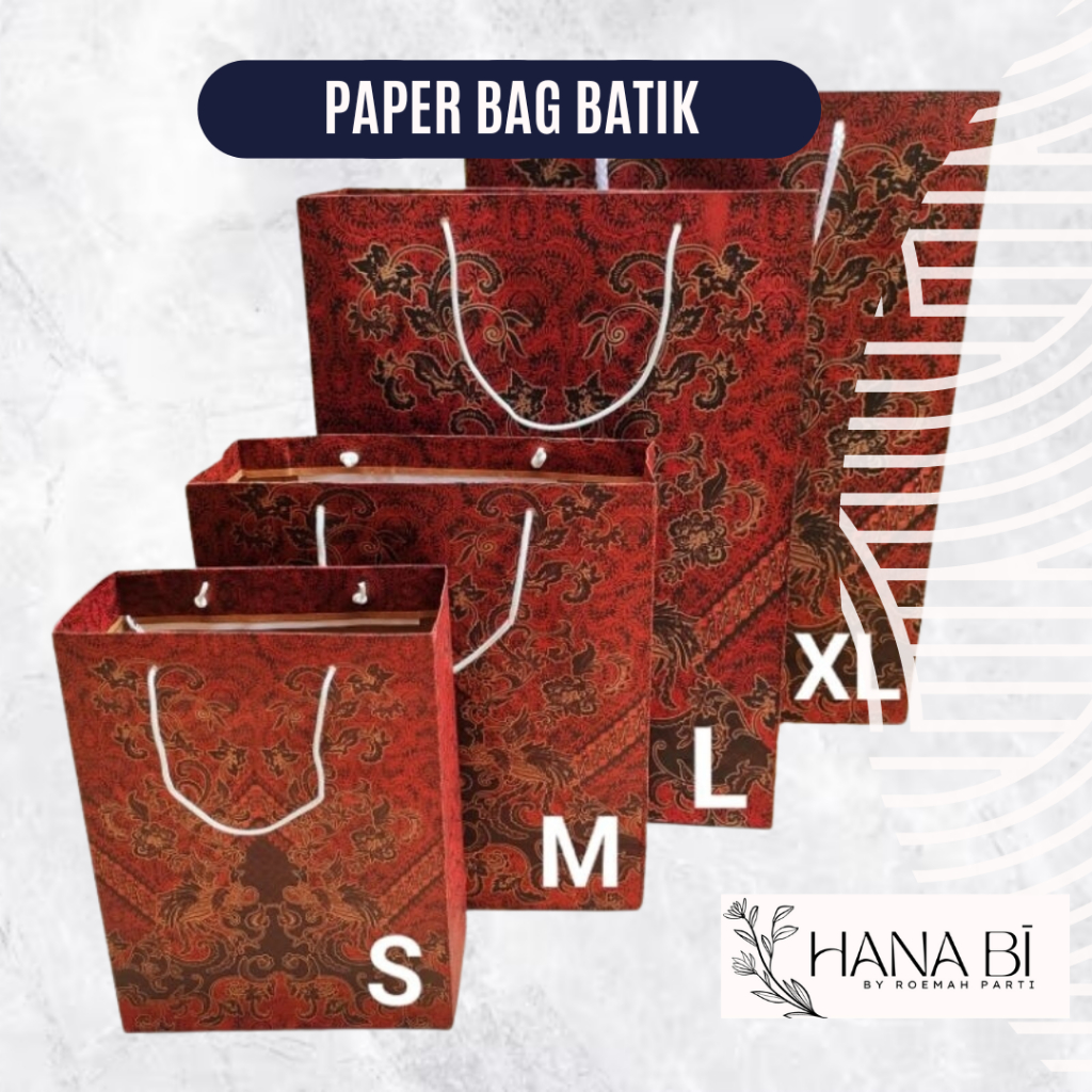 

1 PCS Paper Bag Batik Merah Motif Tradisional Berbagai Ukuran S, M, L, dan XL Multifungsi Premium