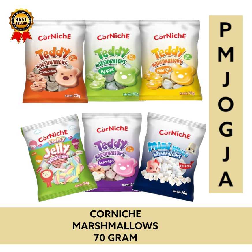 

Corniche Teddy Marshmallow Mango Chocolate Apple Assorted Mini Fluffy 70 gr marsmelow marsmalow