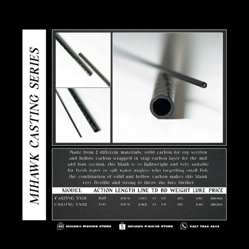 Mihawk Custom Blank Rod Casting UL Series