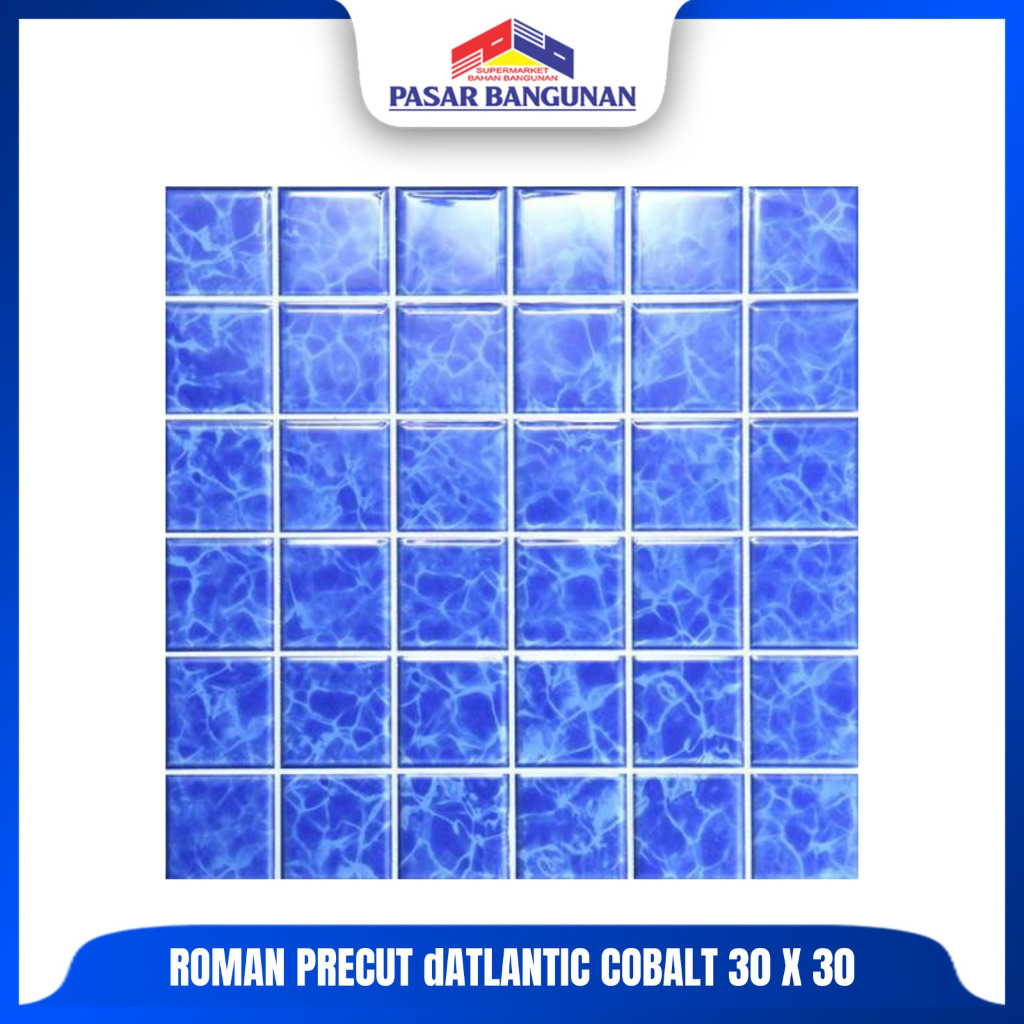 Roman Keramik Dinding Precut dAtlantic Cobalt 30x30