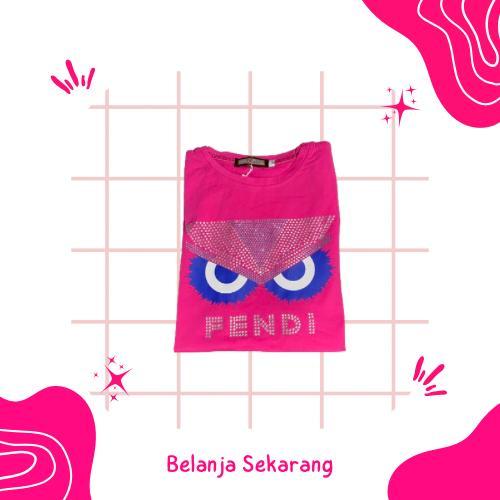 Baju Kaos/Atasan Lengan Pendek Anak Perempuan Manik Pink