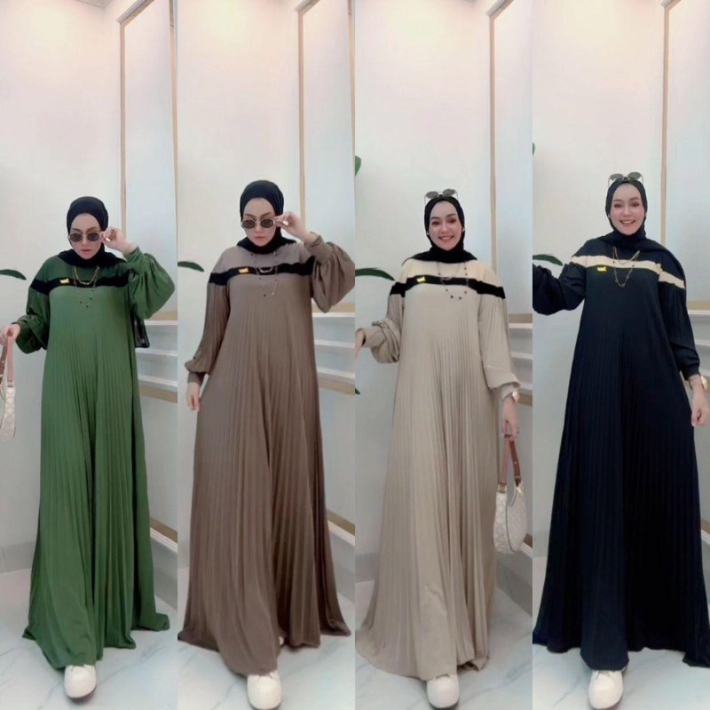 DRESS JUMBO MAHARANI BY NABIL / GAMIS WANITA JUMBO MIX PLISKET TERBARU