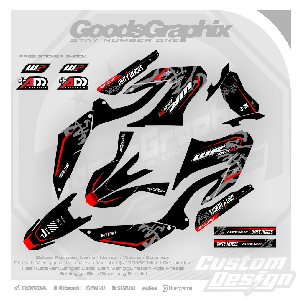 Decal Yamaha Wr 155 Superglossy - Decal Wr 155 Samurai Hitam Merah