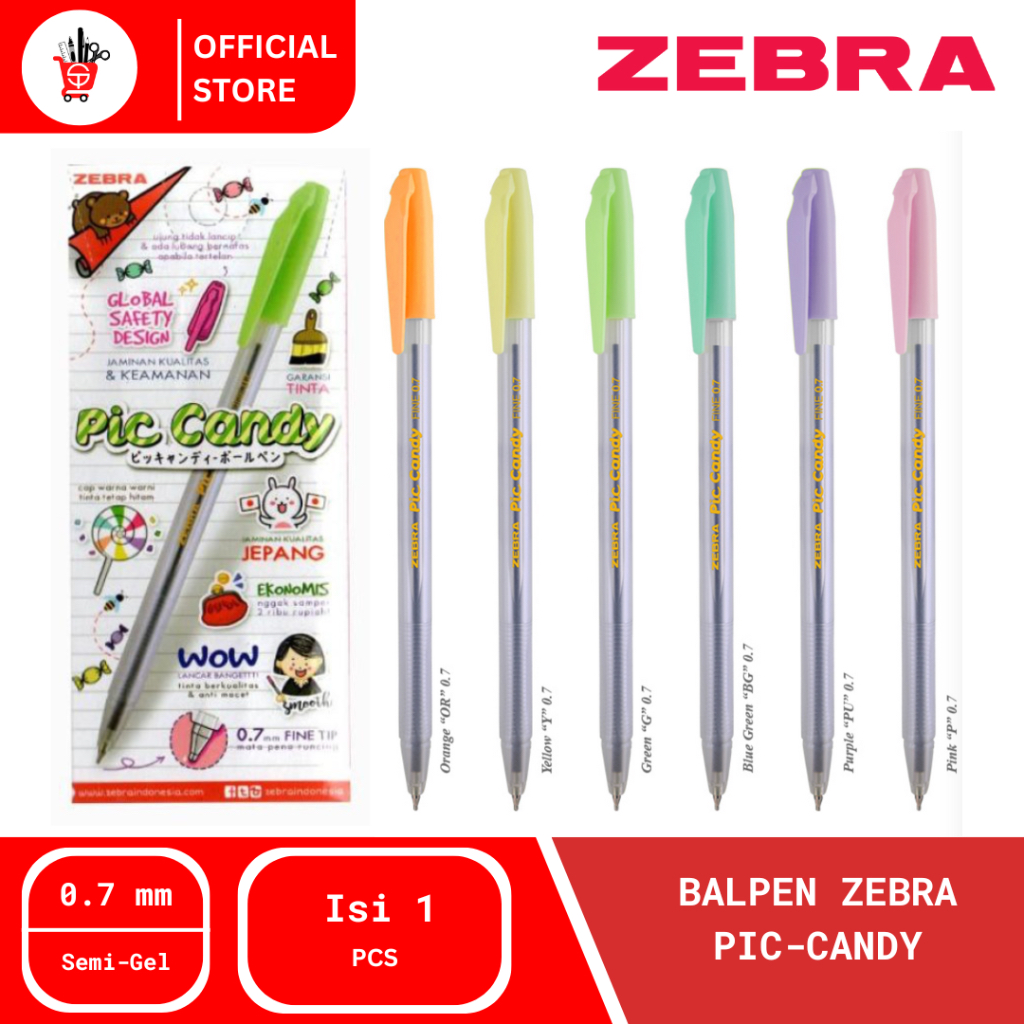 

Semi-Gelpen | Pulpen | Balpen Zebra Pic-Candy (1 PCS)