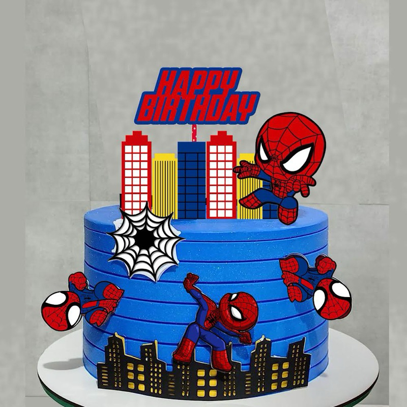 Topper kue spiderman / hiasan kue spiderman / tusukan kue spiderman