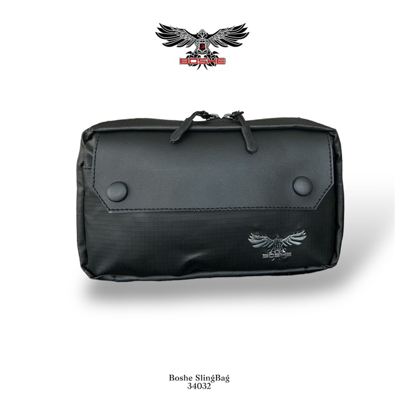 BOSHE Slempang Black 3 in 1, Hand bag Slimbag Pouchbag Pria / 34032 Hitam
