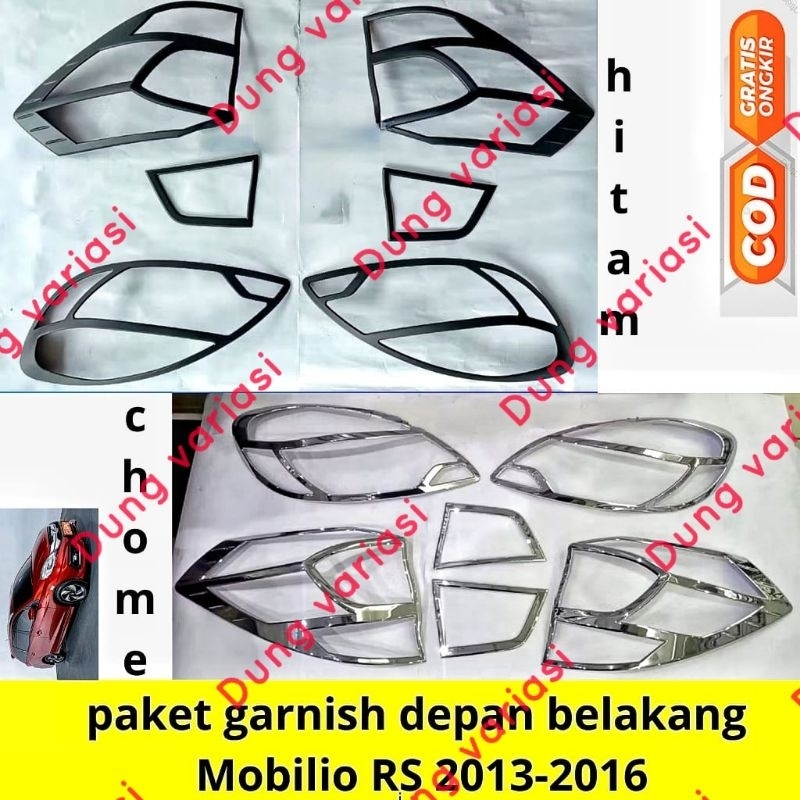 paket garnish depan belakang Mobilio tipe RS hitam,chrome 2013,2015,2016