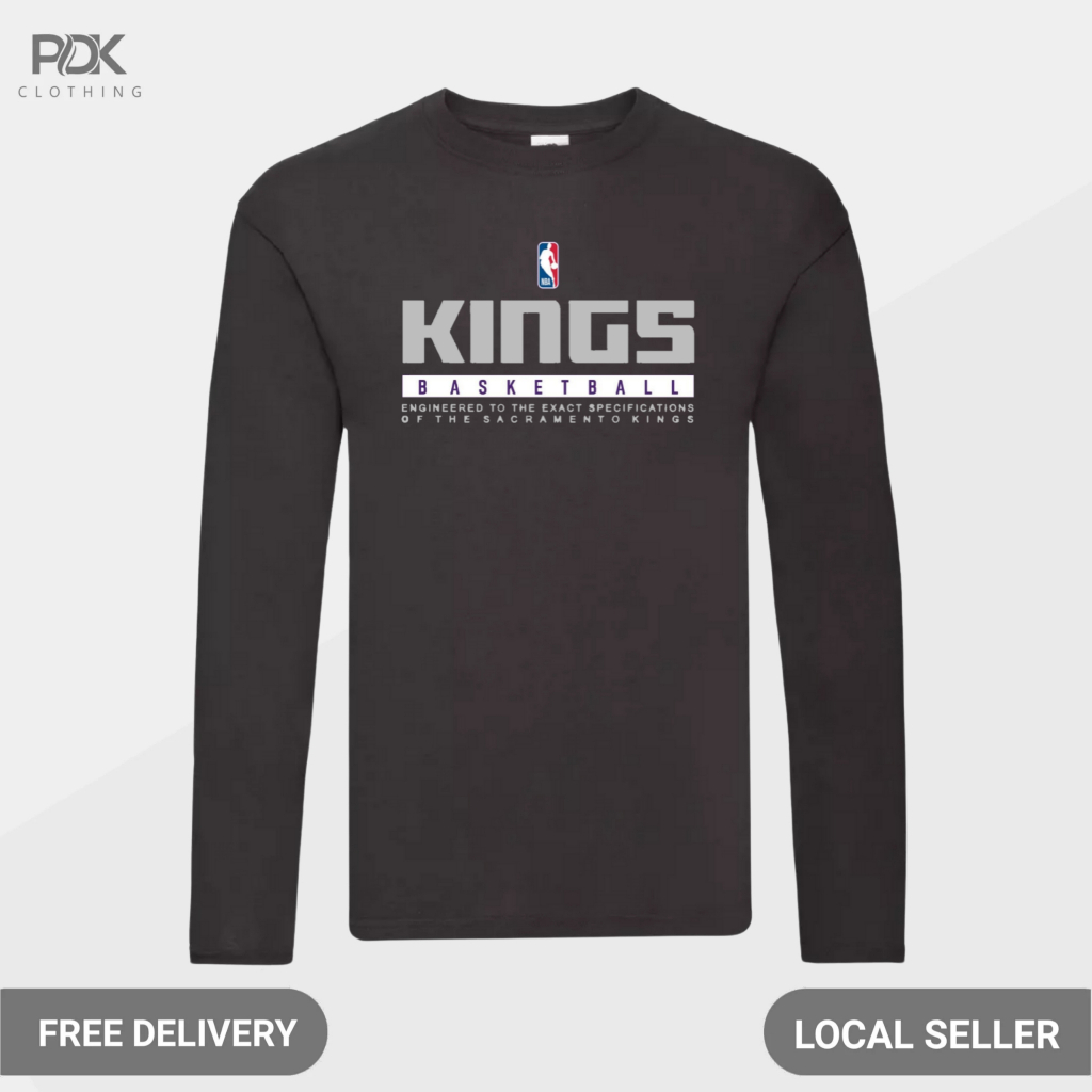 Kaos Pria Baju Lengan Panjang Kings Basketball NBA