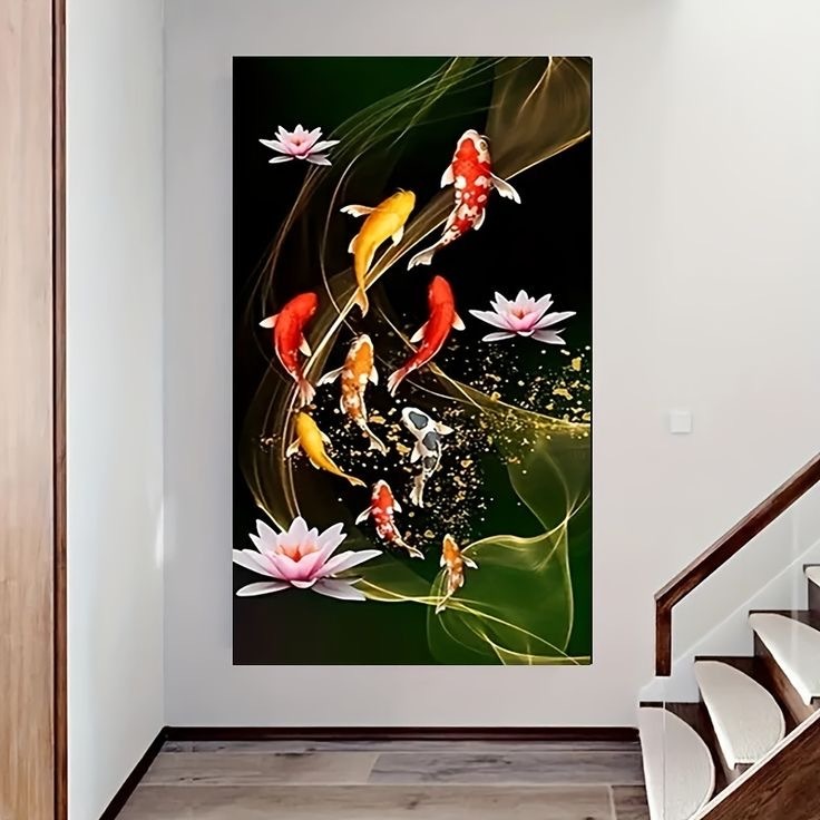 Lukisan Ikan Koi Aesthetic 3D Mewah